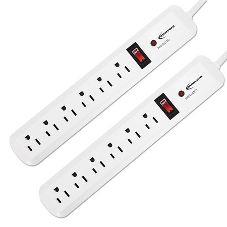 INNOVERA Surge Protector, 6 Outlets, 4 ft. Cord, 540 Joules, White, PK2 IVR71653